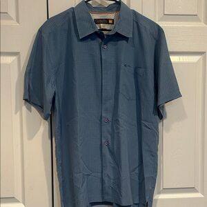 Quiksilver Men's Navy Checkered Button Down Shirt